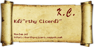 Kürthy Ciceró névjegykártya